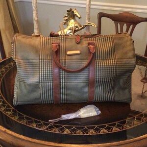 Vintage Polo Ralph Lauren Classic Weekender Bag with Brown Leather Trim
